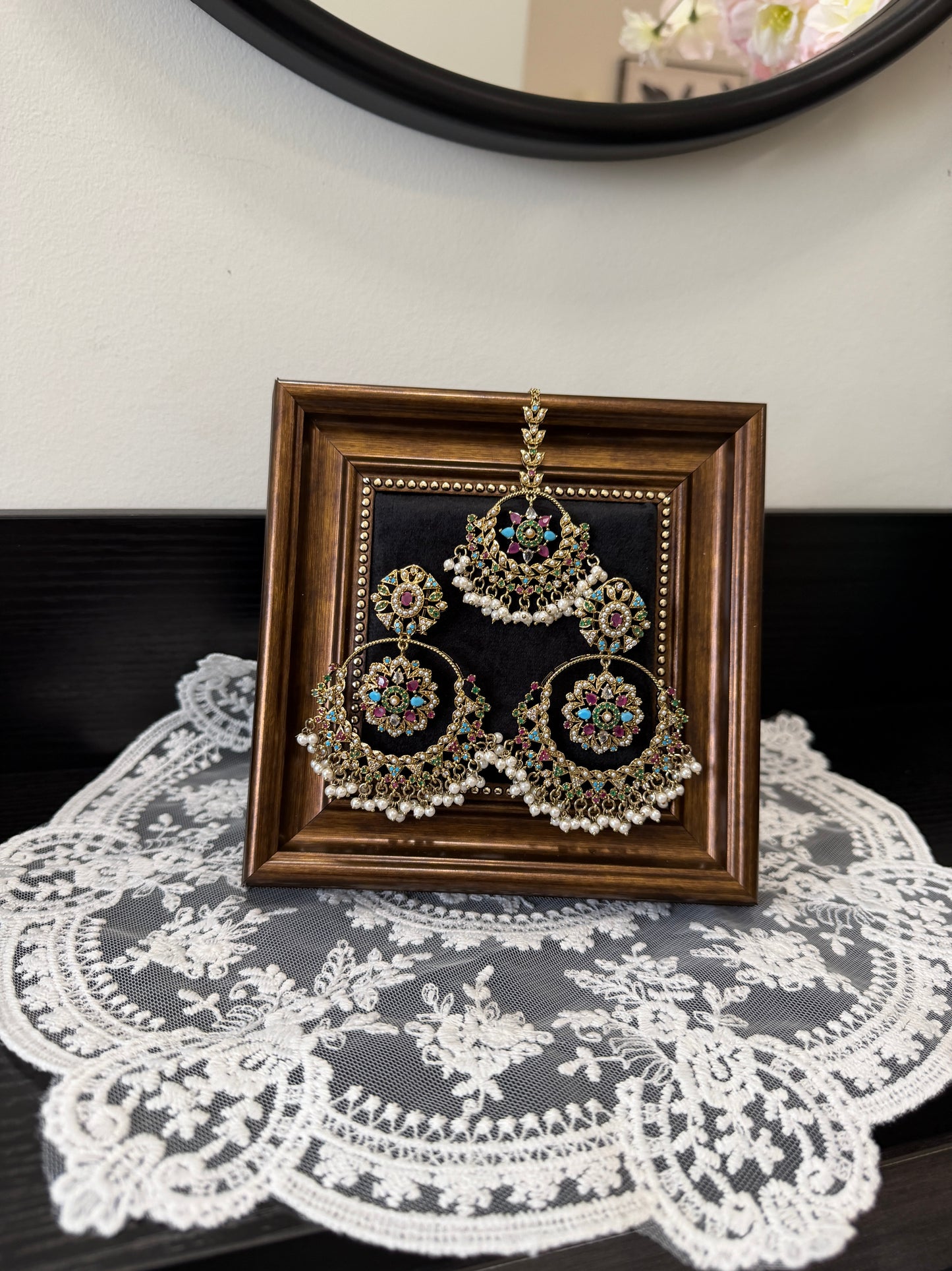 Muskan Statement Jadau Earrings Tikka Set