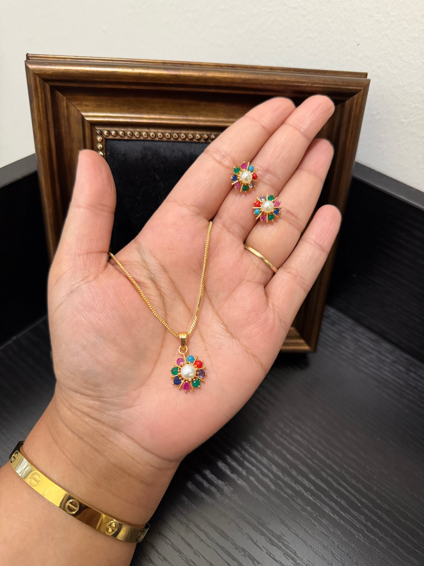 Gurpreet Gold Plated Pendant Set