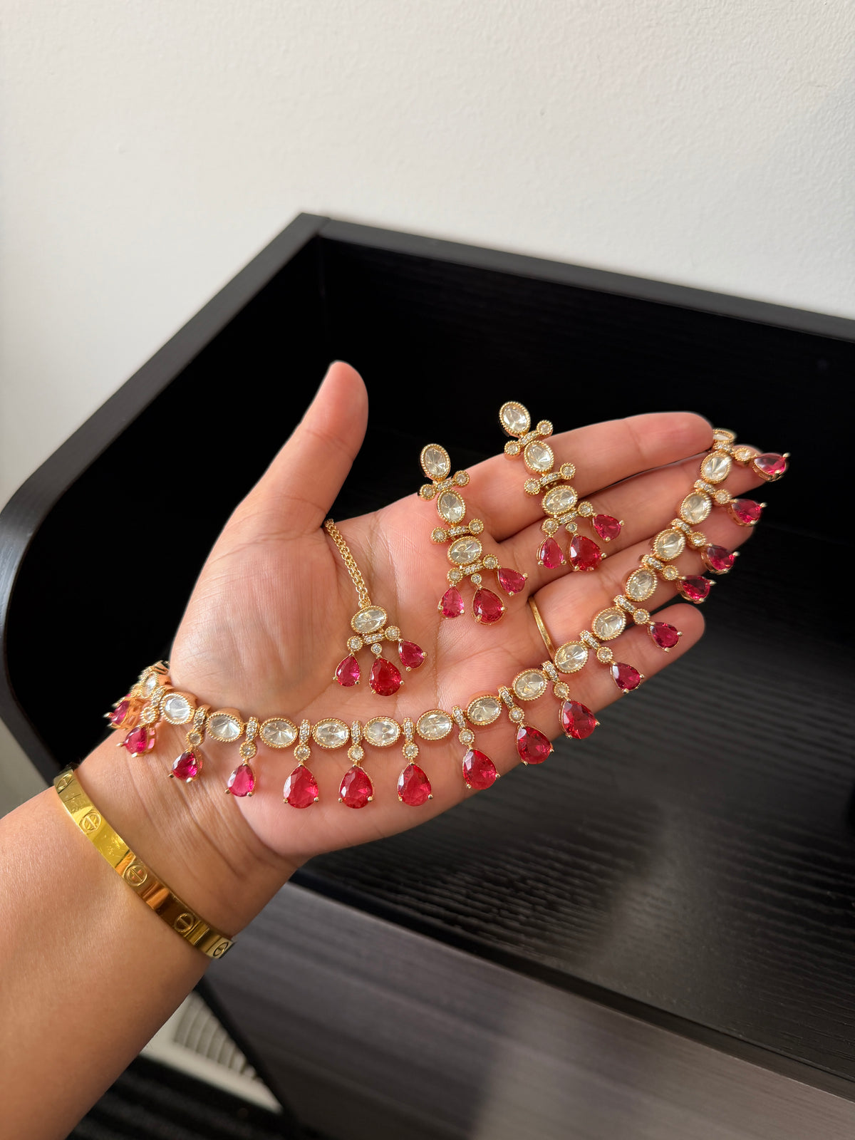 Jind Kundan Gold Plated Set (Ruby)