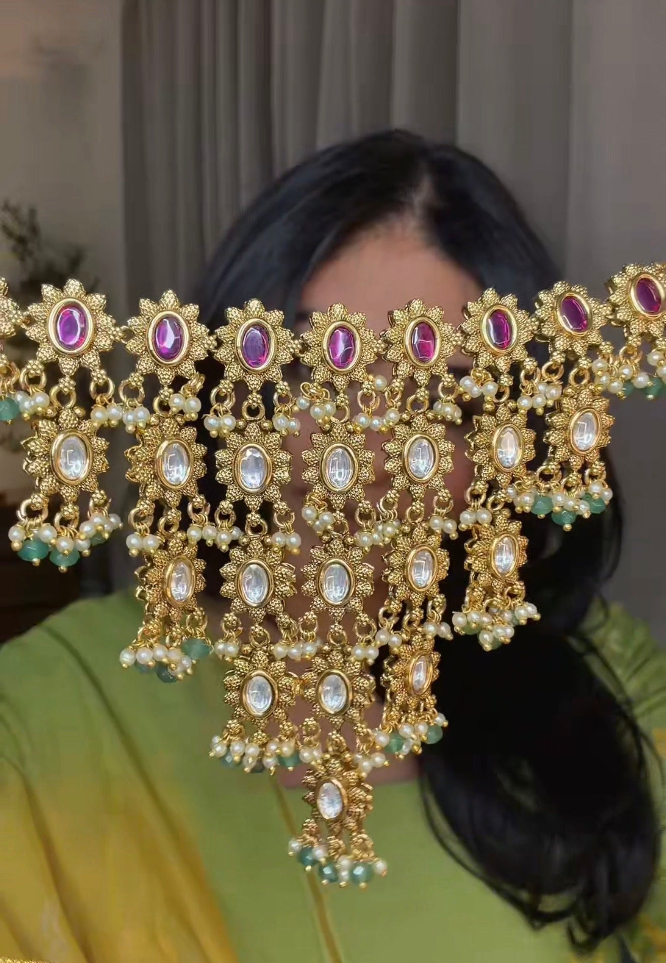 Jannat Kundan Waterfall Necklace Set
