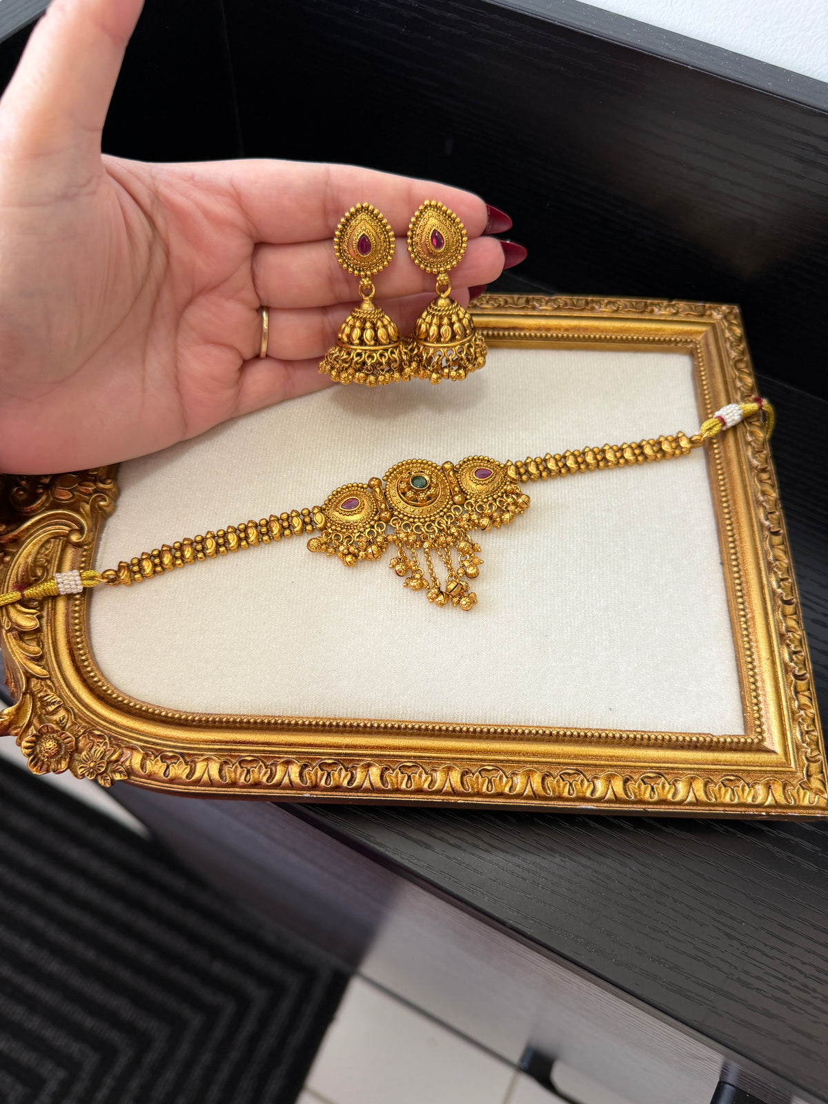 Parmit Micro Gold Plated Set (Ruby&Green)