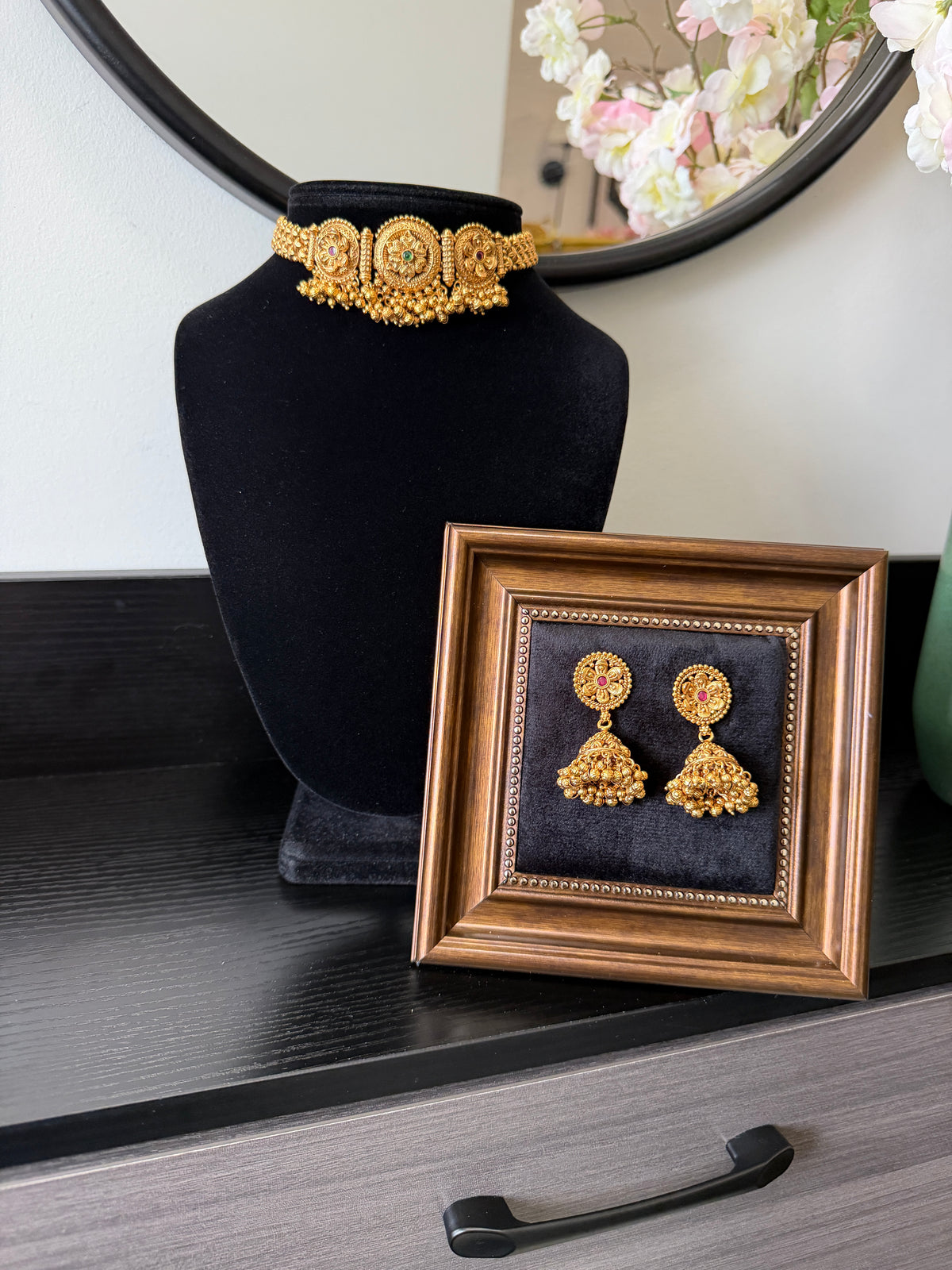 Upinder Micro Gold Plated Set (Ruby&Green)