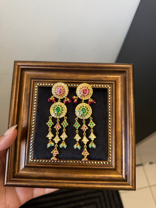 Priti One Gram Gold Plated Jadau Earrings
