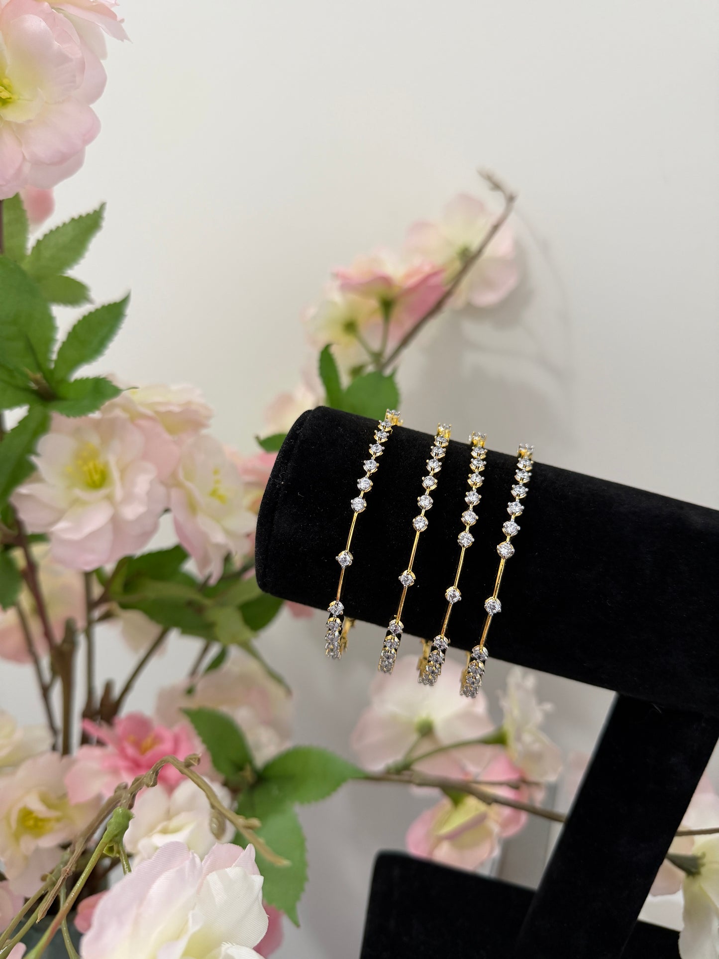 Rimsha CZ Real Diamond look Bangles (Set of 4)