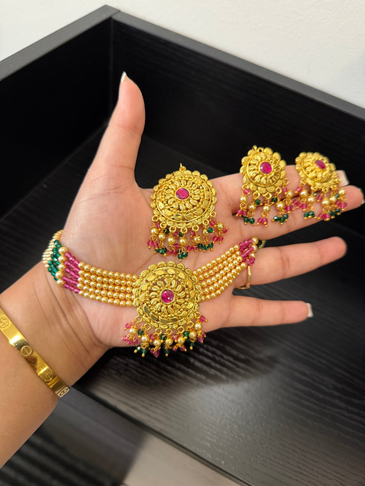 Dilraj Punjabi Traditional Look Set (Ruby & Green)