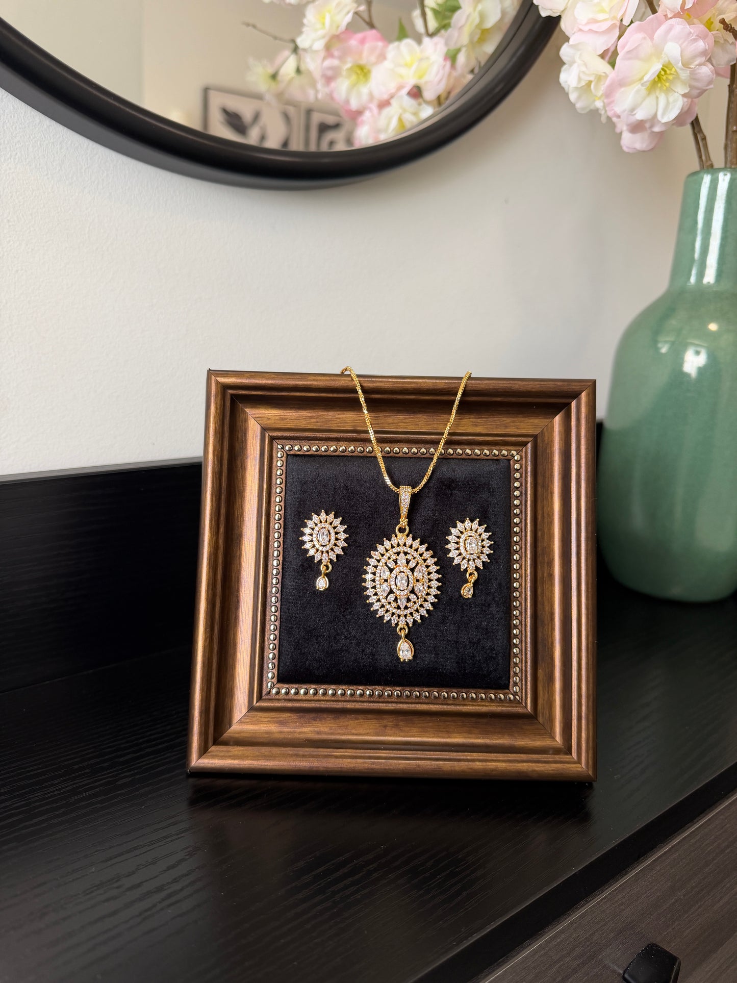 Preet Gold Plated Pendant Set