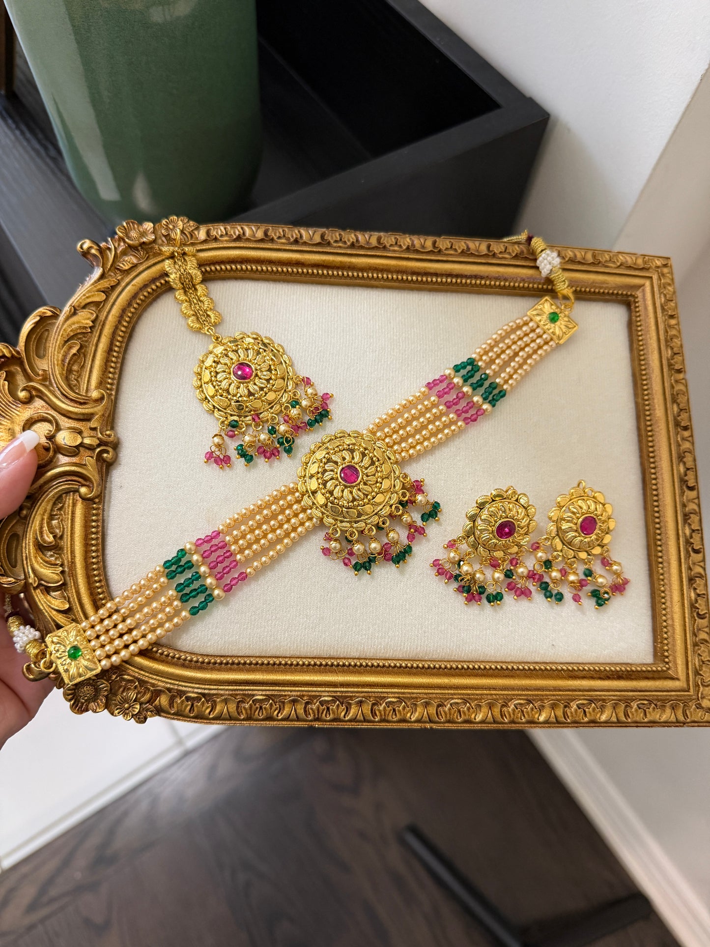 Dilraj Punjabi Traditional Look Set (Ruby & Green)