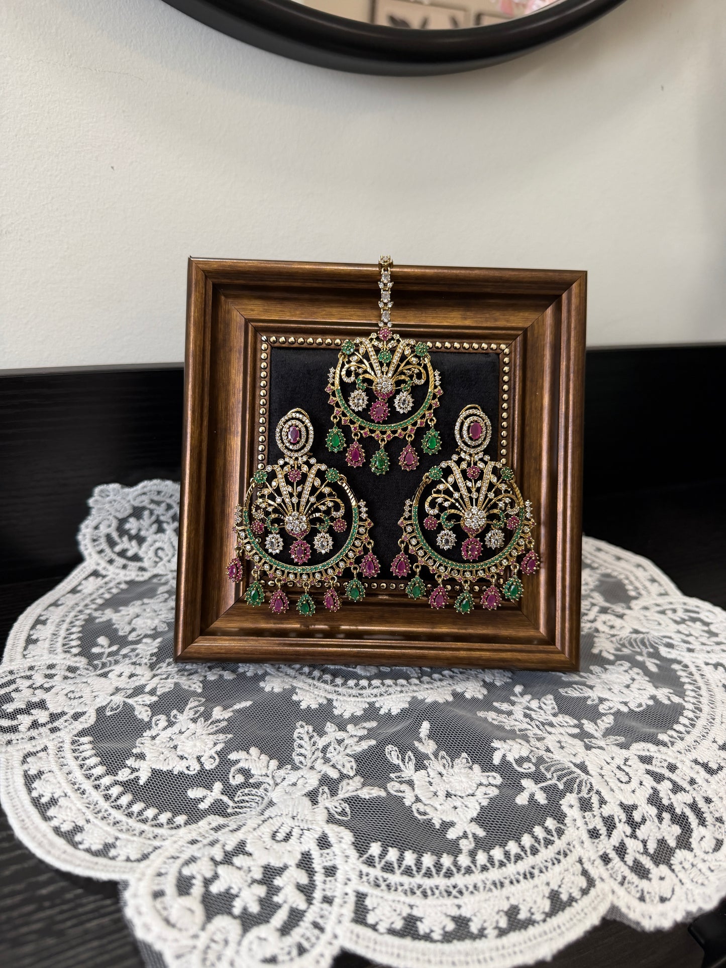 Aveena Statement Jadau Earrings Tikka Set