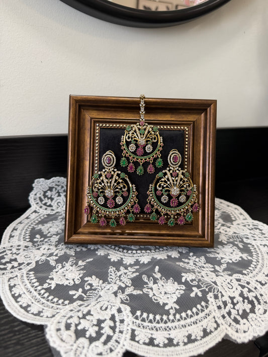 Aveena Statement Jadau Earrings Tikka Set