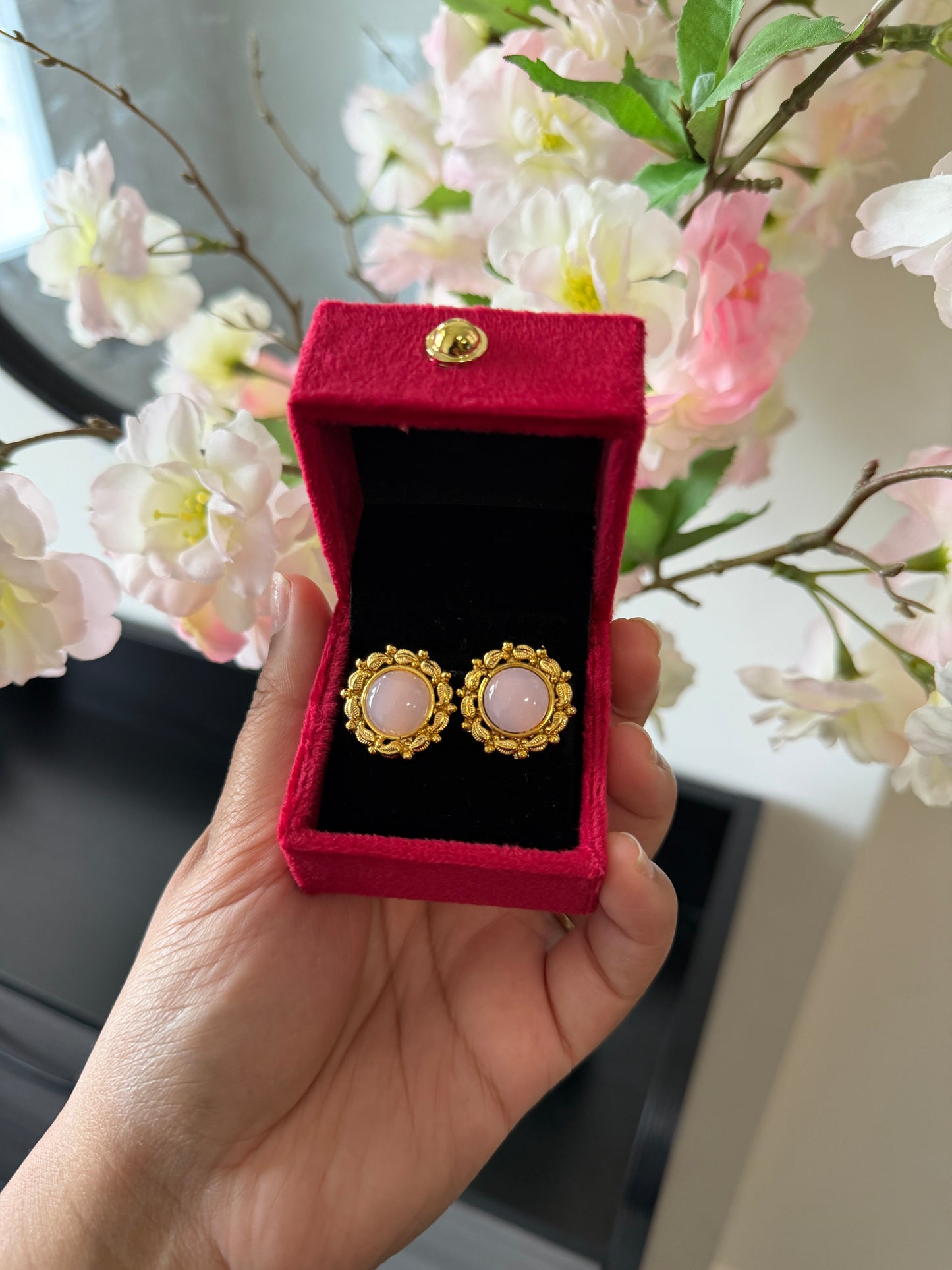 Dilman One Gram Gold Plated Studs (Pink)