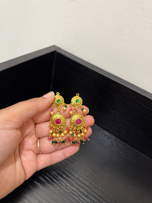 Karanvir Real Look Earrings (Ruby&Green)