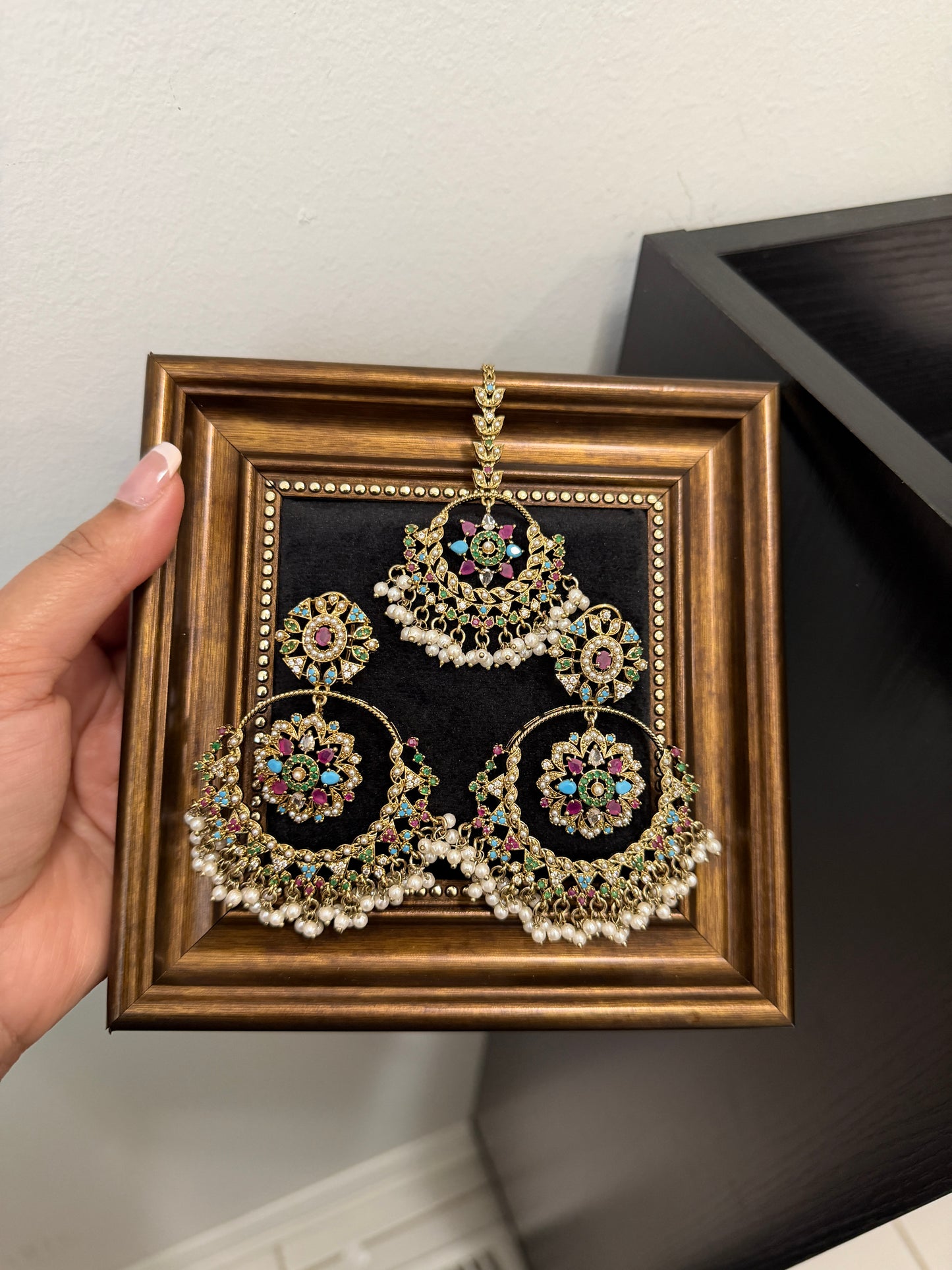 Muskan Statement Jadau Earrings Tikka Set