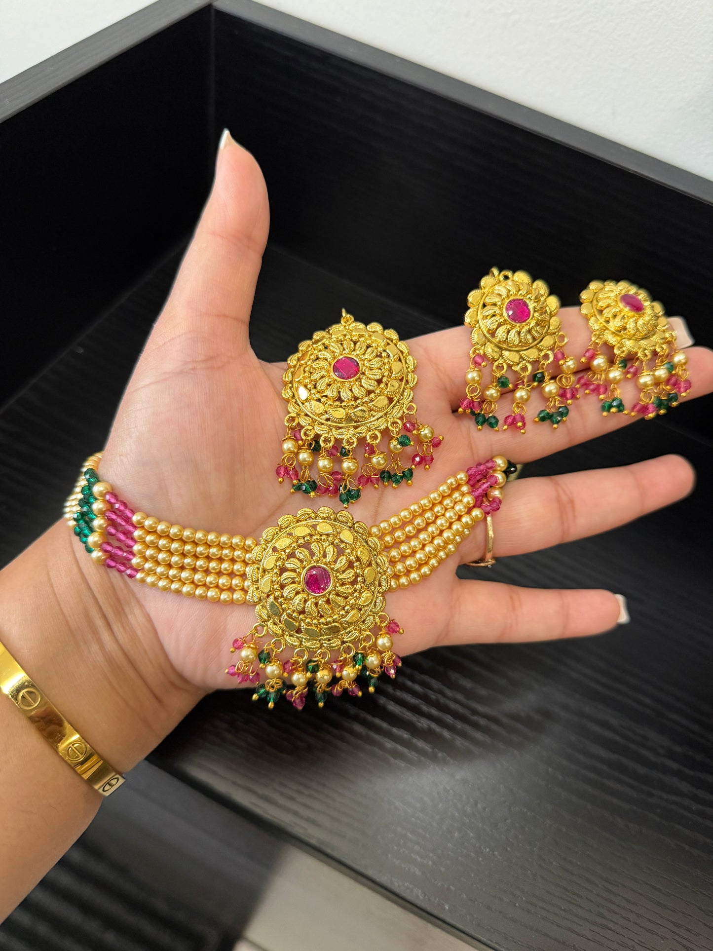 Dilraj Punjabi Traditional Look Set (Ruby & Green)