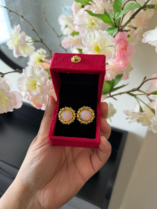 Dilman One Gram Gold Plated Studs (Pink)