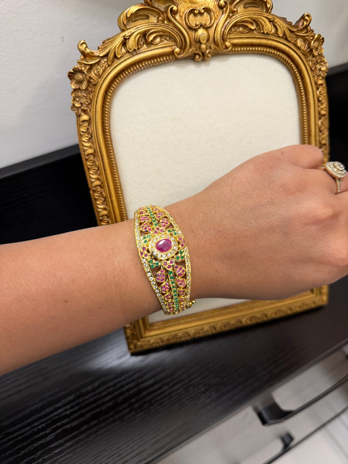 Kavnit Gold Plated Jadau Bracelet