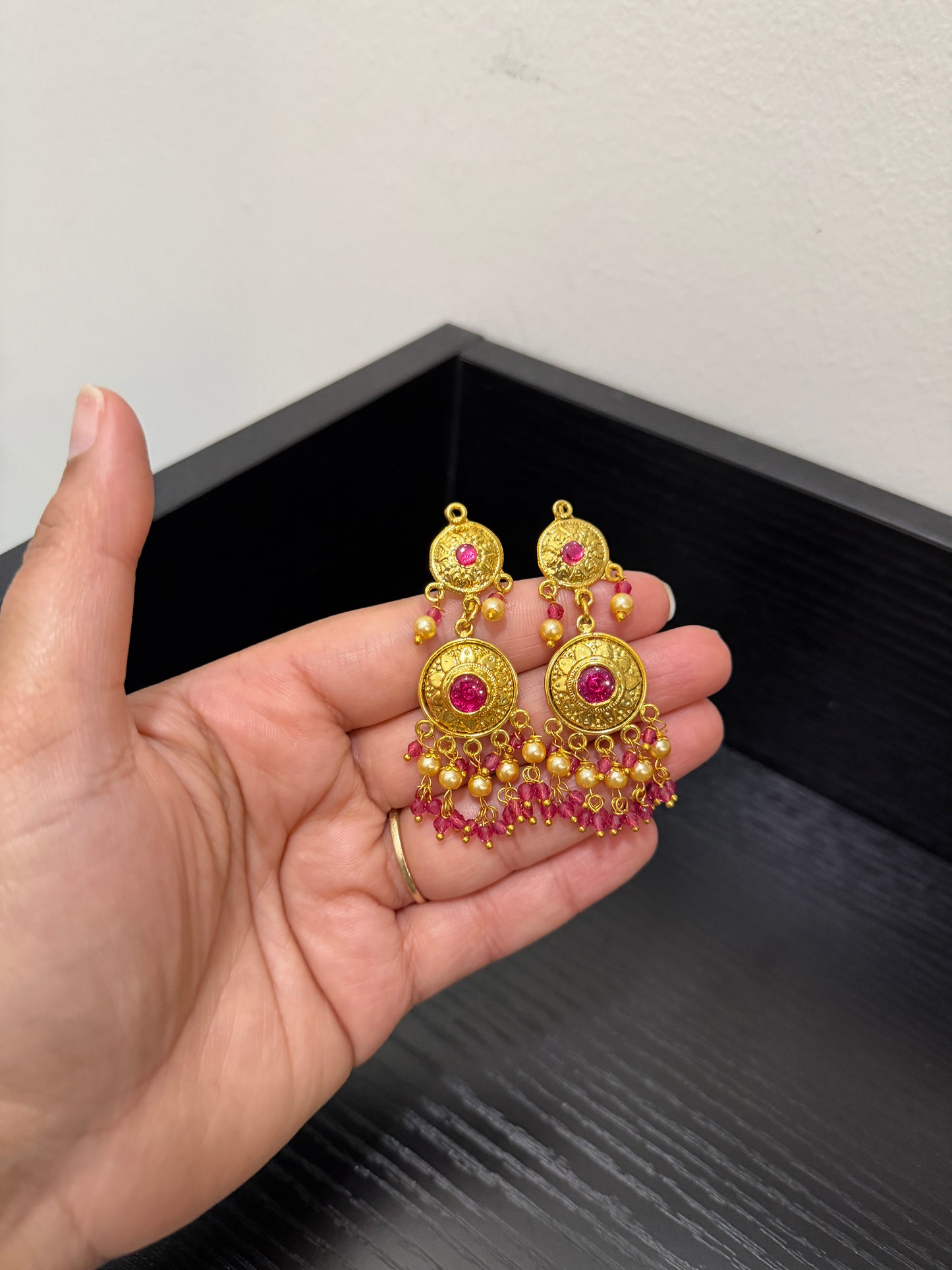 Karanvir Real Look Earrings (Ruby)