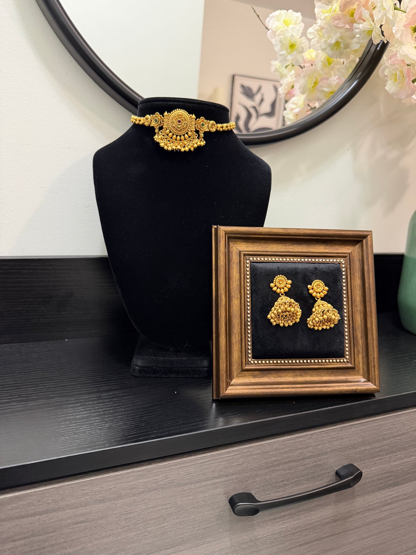 Mankiran Micro Gold Plated Set (Ruby&Green)