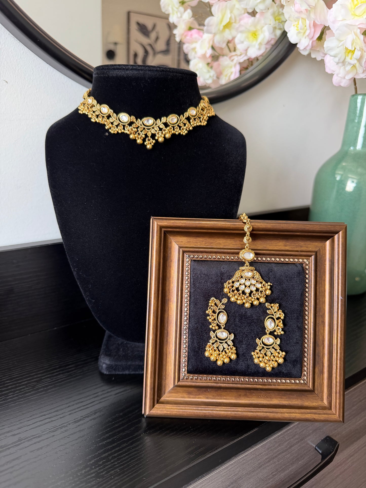 Hasraj Moissanite Kundan Gold Plated Set