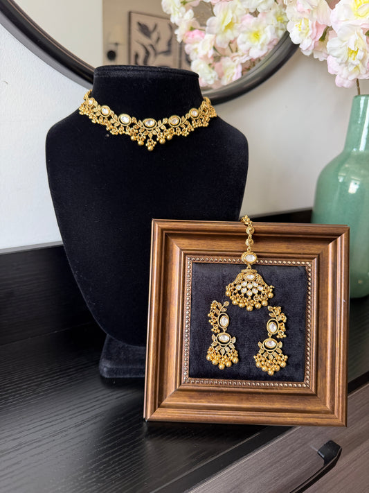 Hasraj Moissanite Kundan Gold Plated Set