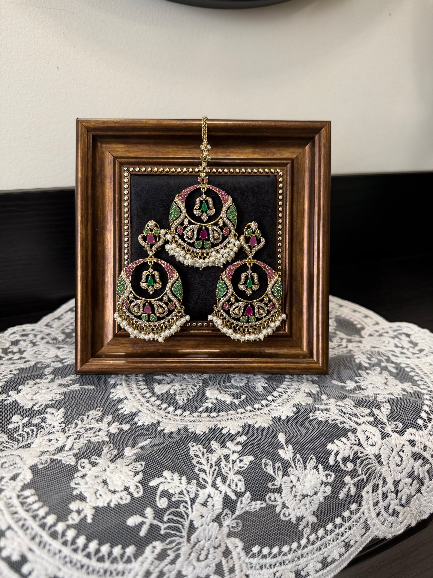 Aleena Statement Jadau Earrings Tikka Set