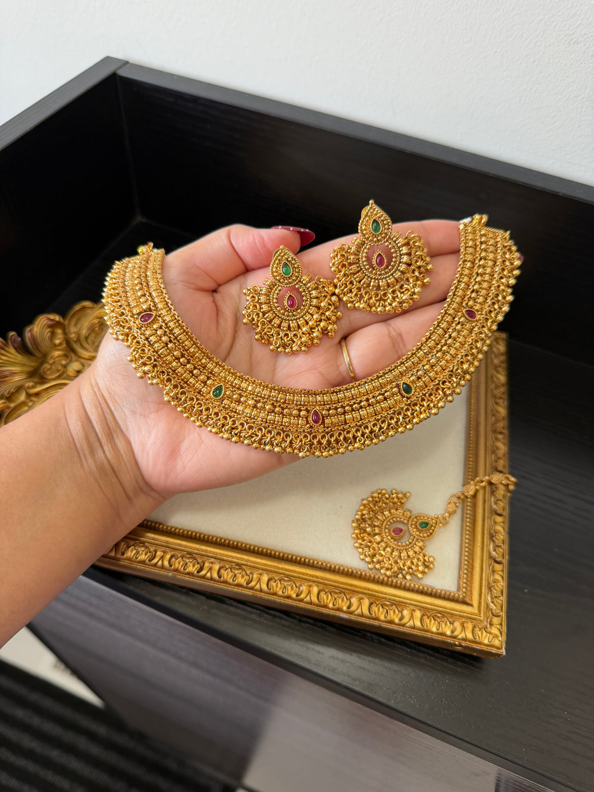 Daisy Antique Plated Set (Ruby&Green)