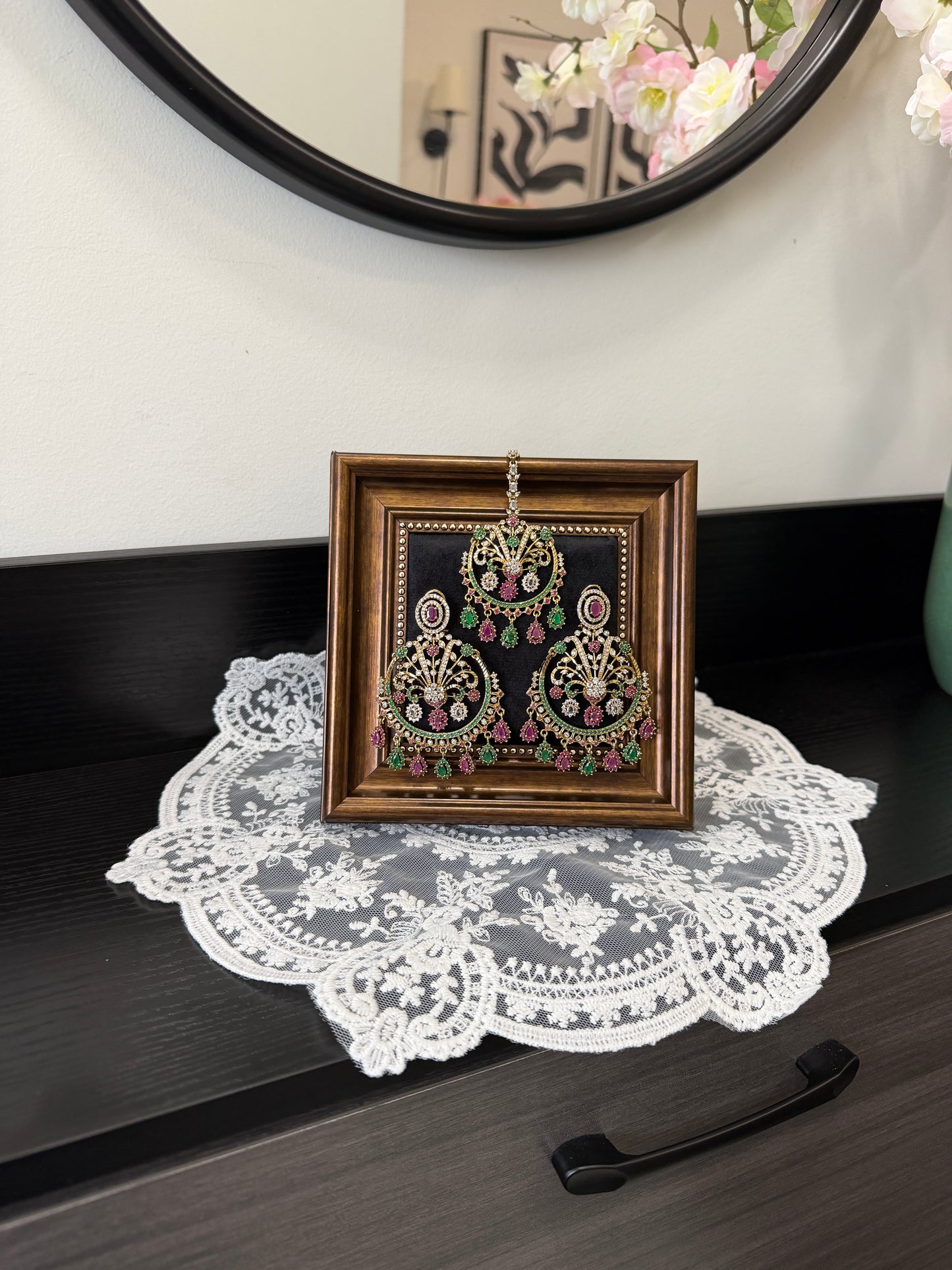 Aveena Statement Jadau Earrings Tikka Set