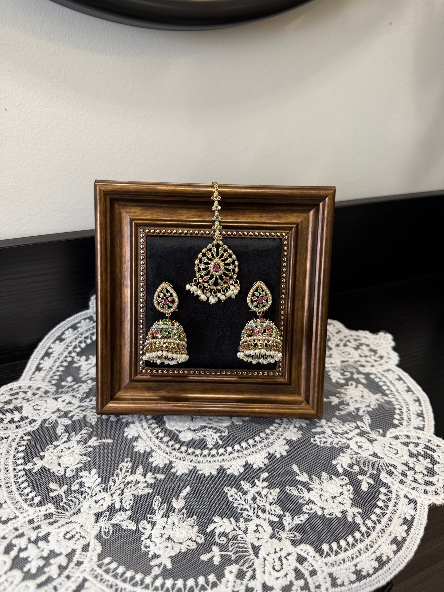 Mahira Jadau Jhumki Tikka Set (Mutli Colour )