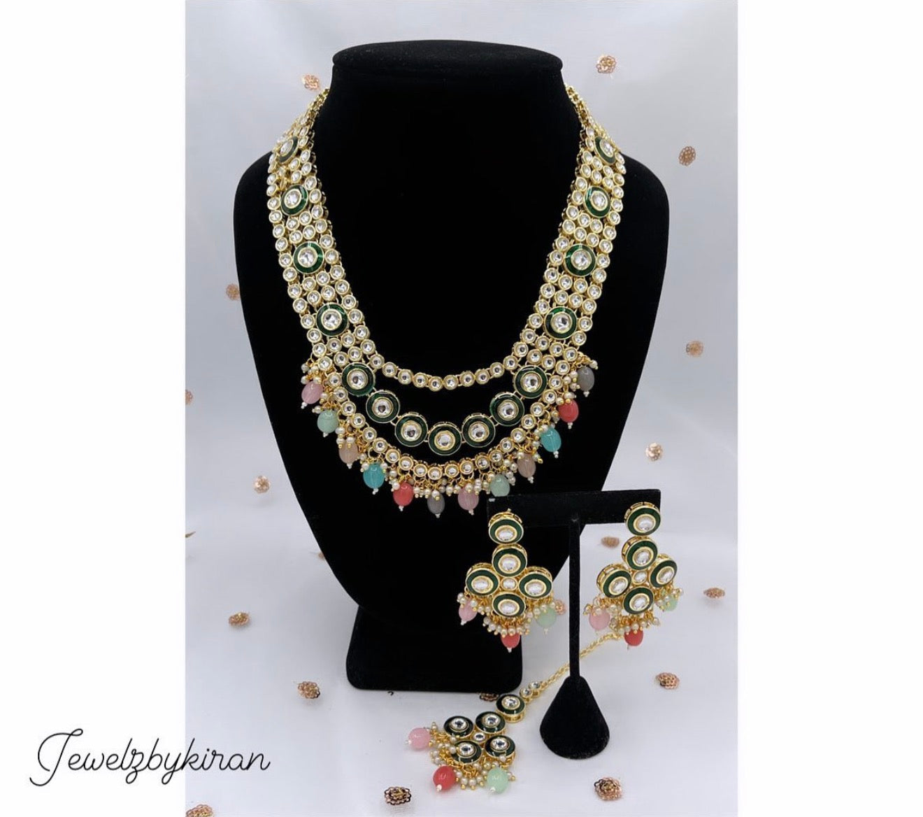 Param Long Necklace Set (Pastel Multi)