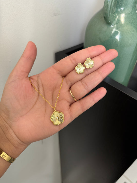 Yasmin Floral Gold Plated Pendant Set