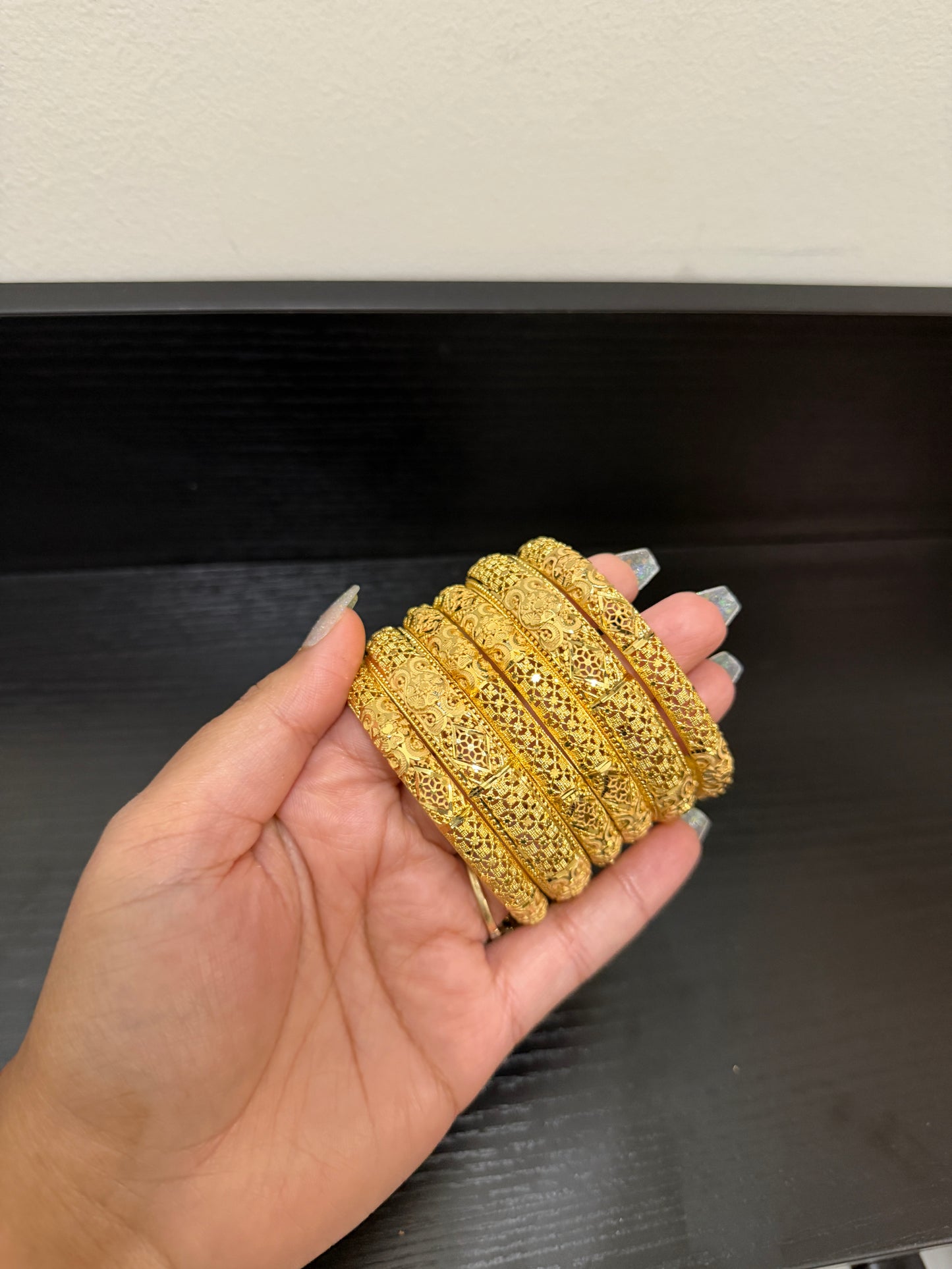 Karamjot Gold Forming Bangles (Set of 6)