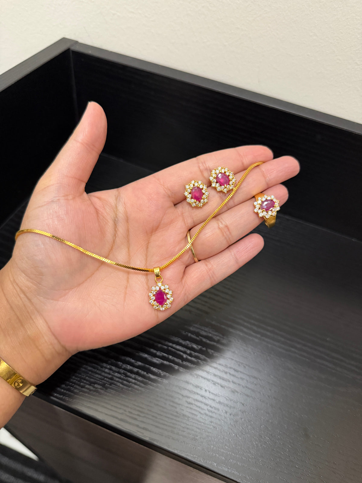 Taman Gold Plated Pendant Set with a Ring