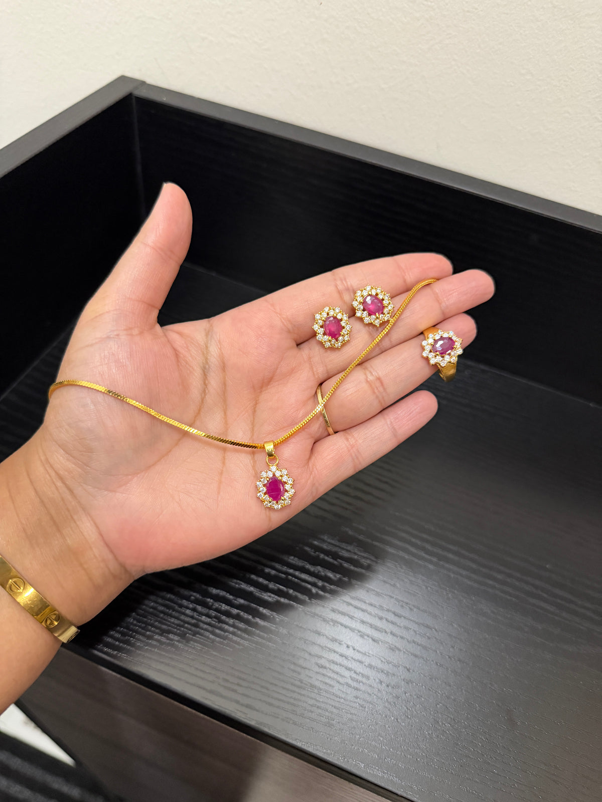 Taman Gold Plated Pendant Set with a Ring