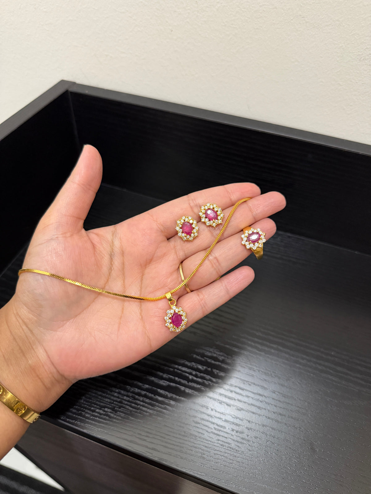 Taman Gold Plated Pendant Set with a Ring