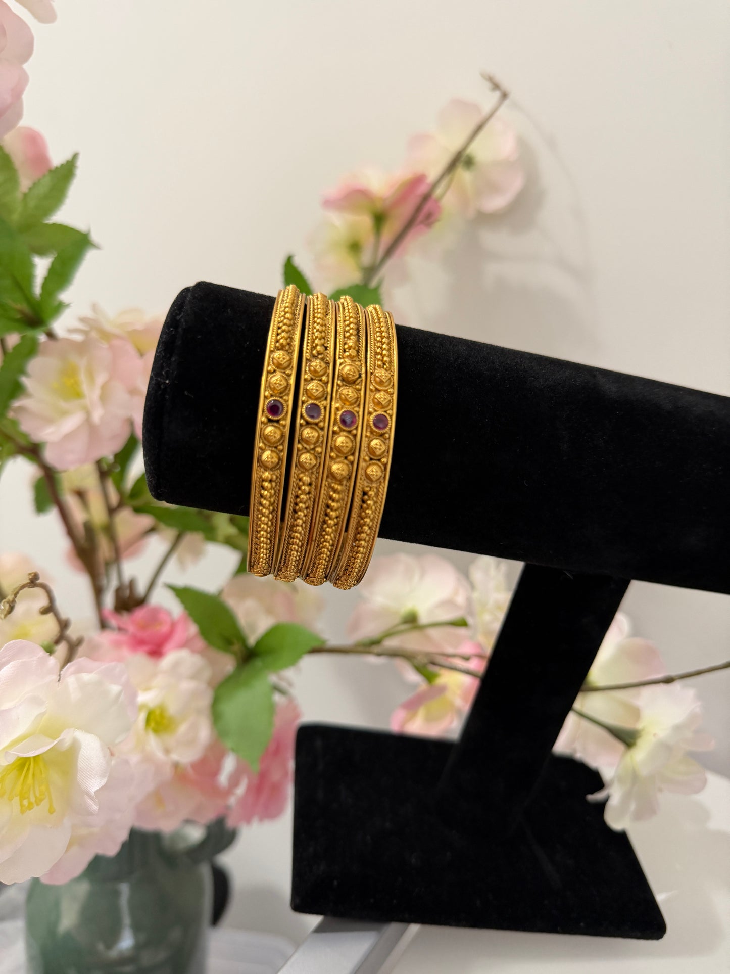 Sana Micro Gold Plated Bangles (Set of 4)