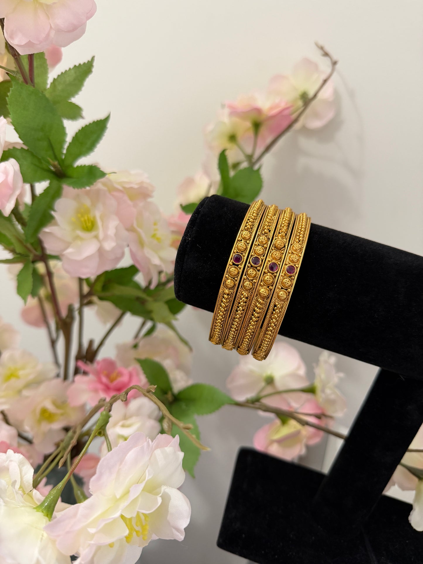 Sana Micro Gold Plated Bangles (Set of 4)