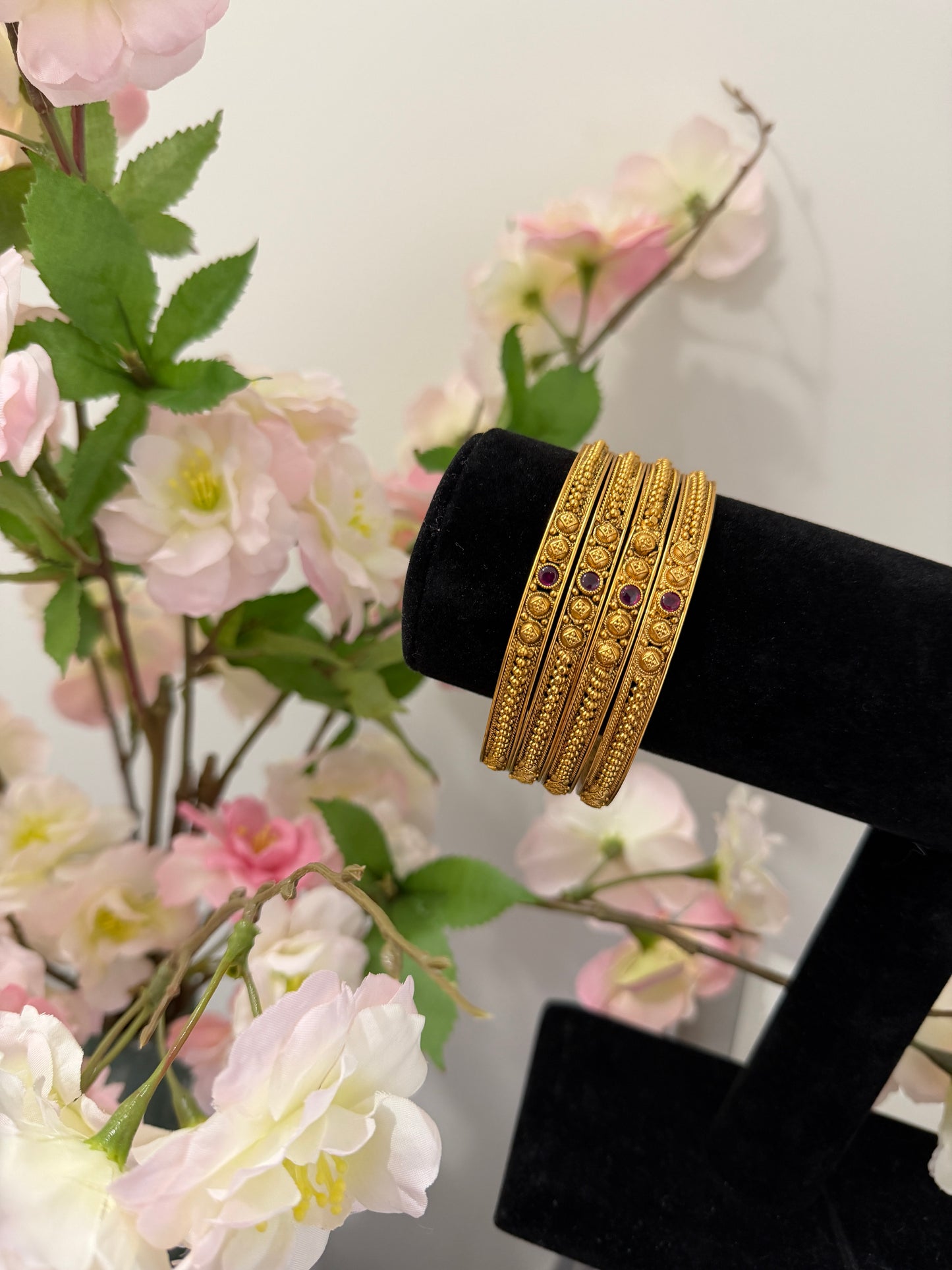 Sana Micro Gold Plated Bangles (Set of 4)
