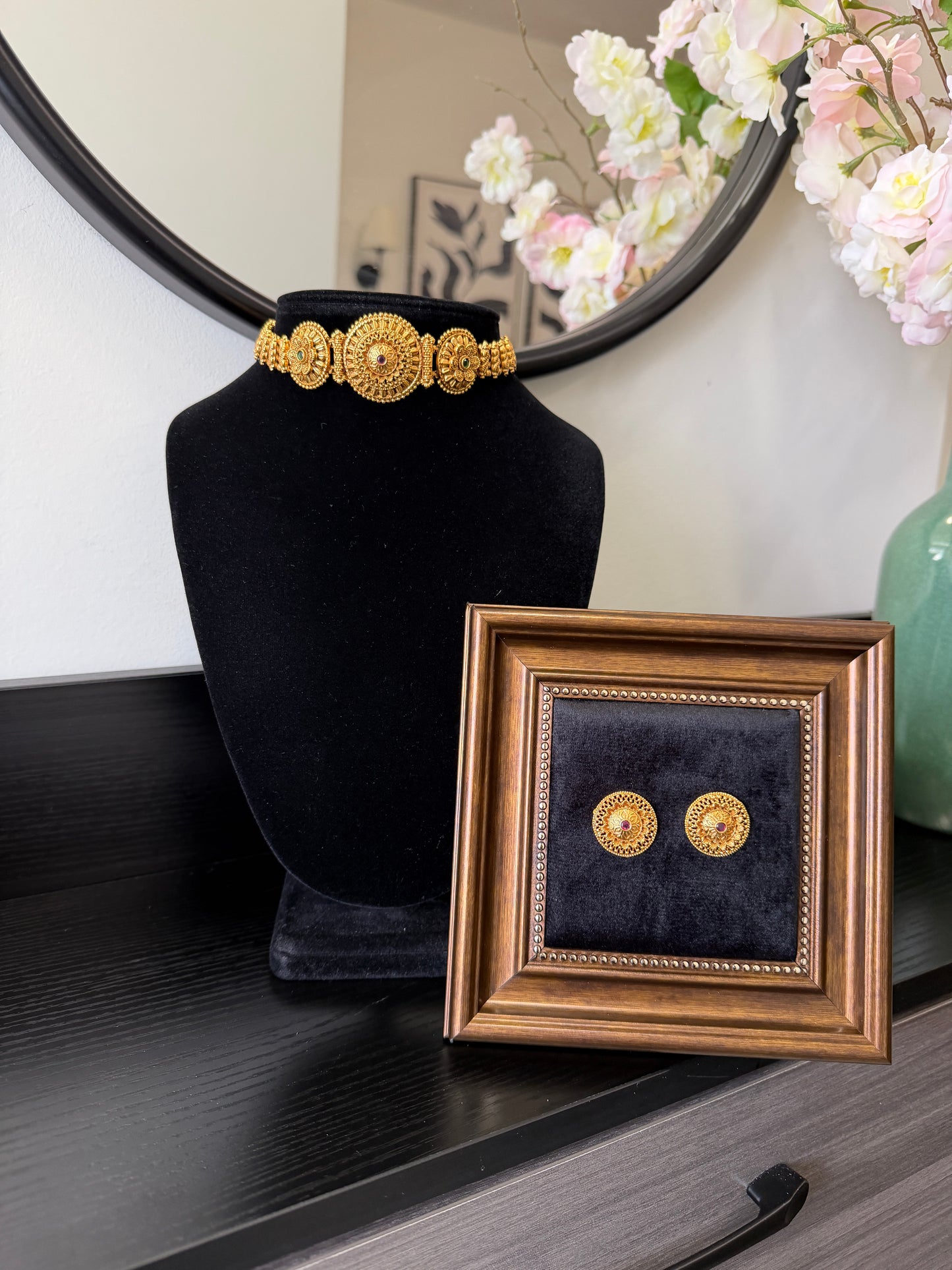 Joban Micro Gold Plated Set (Ruby&Green)