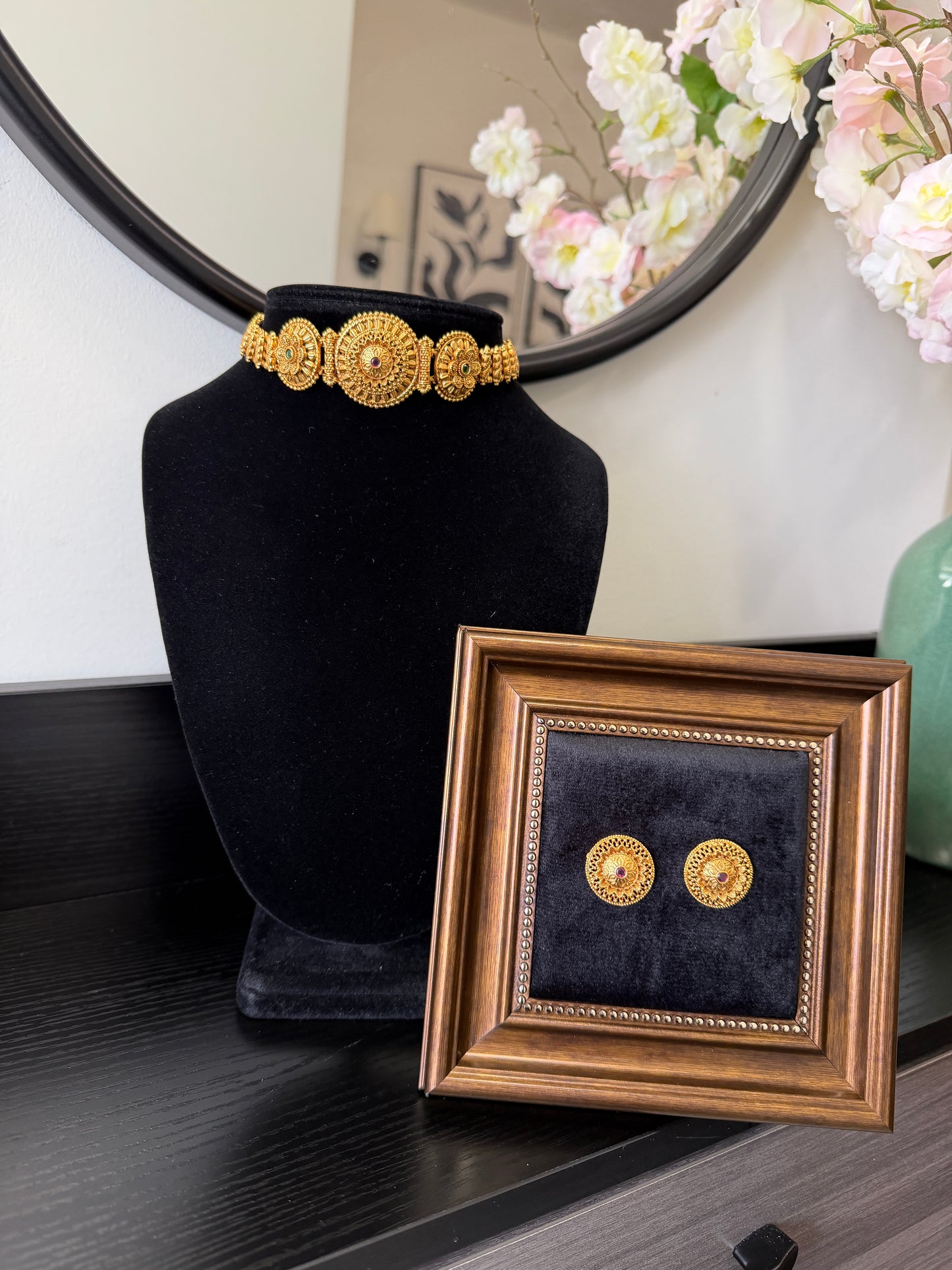 Joban Micro Gold Plated Set (Ruby&Green)