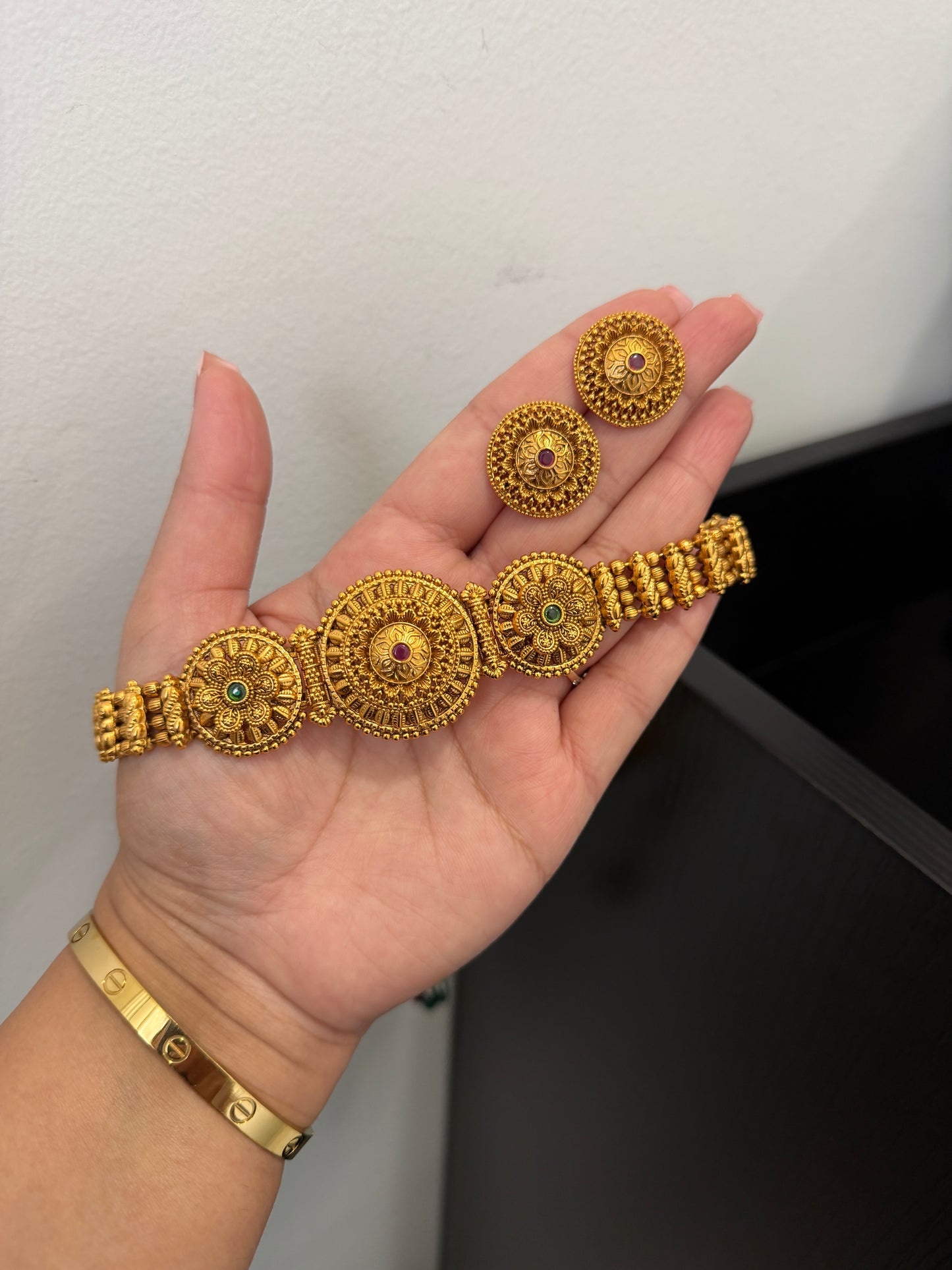 Joban Micro Gold Plated Set (Ruby&Green)