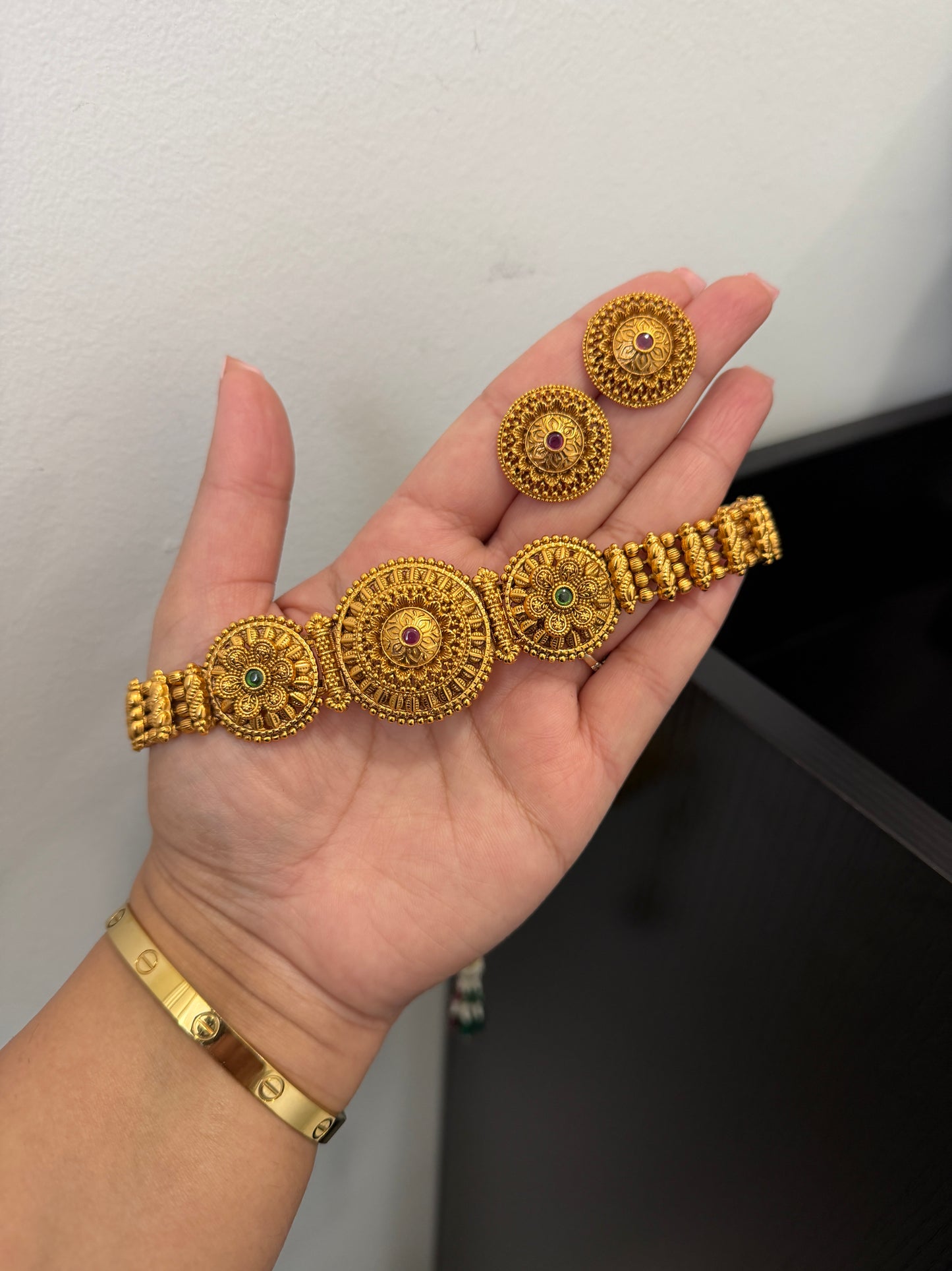 Joban Micro Gold Plated Set (Ruby&Green)