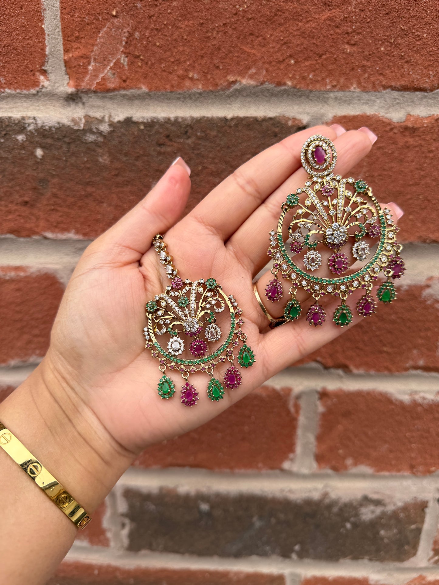 Aveena Statement Jadau Earrings Tikka Set
