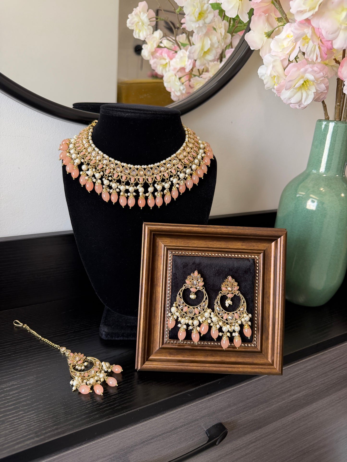 Priya Polki Set (Peach)
