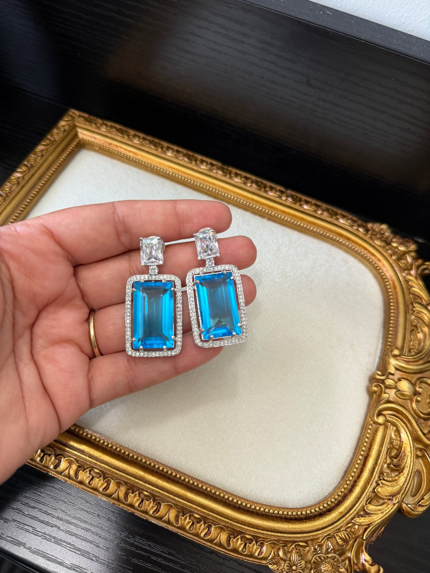 Doublet Earrings (Aqua&Silver)