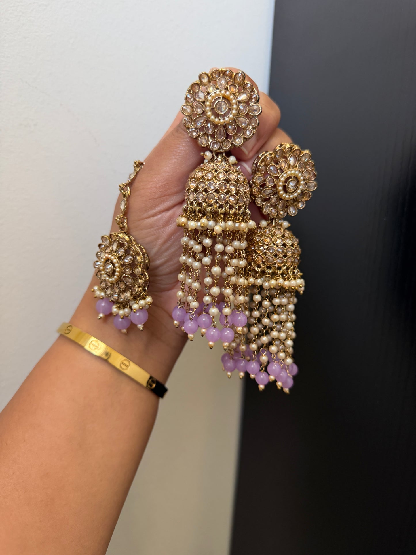 Lavender and Gold Statement Jhumki