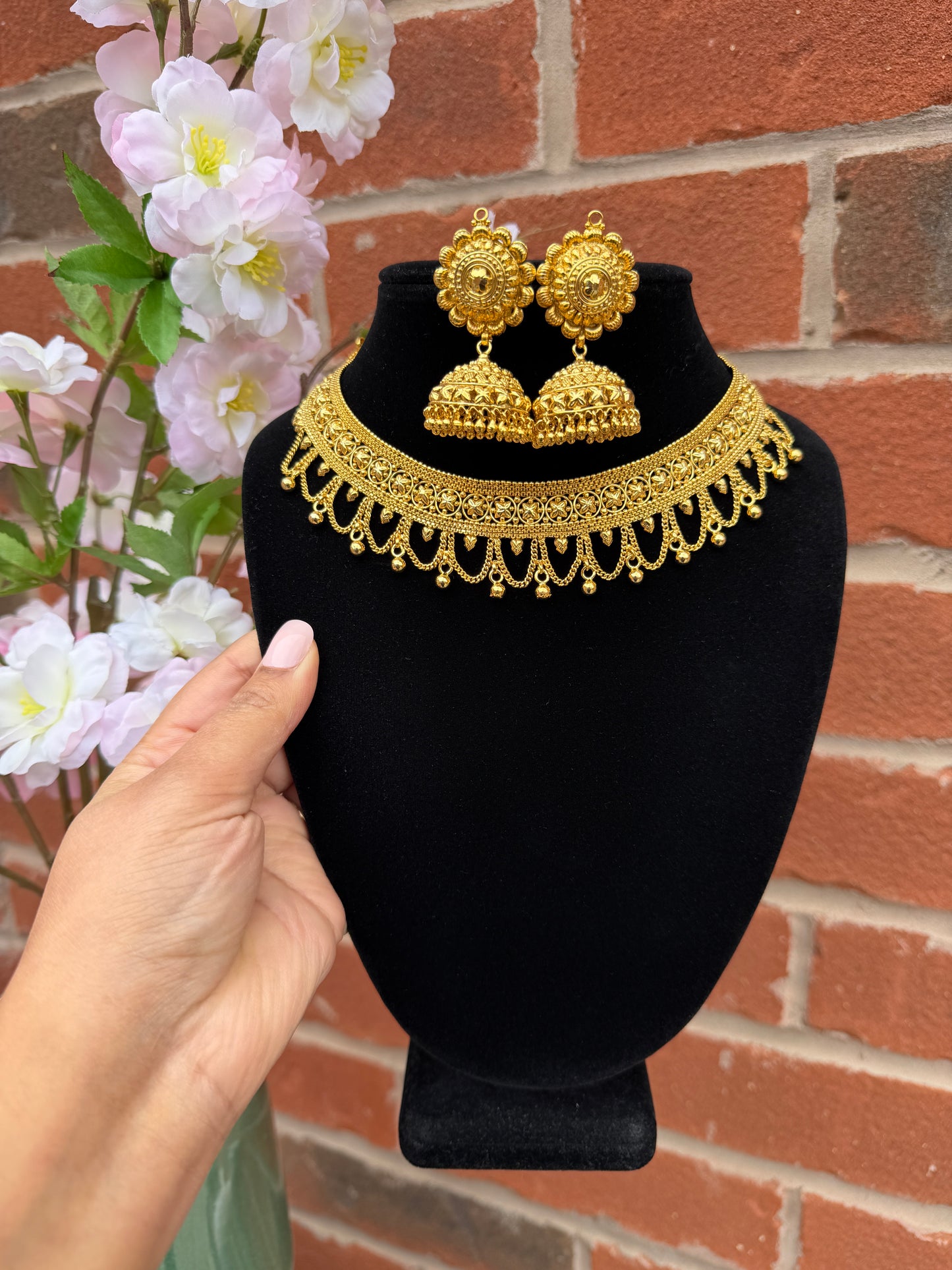Kaman Handcrafted Custom Made Gold Plated Necklace Set