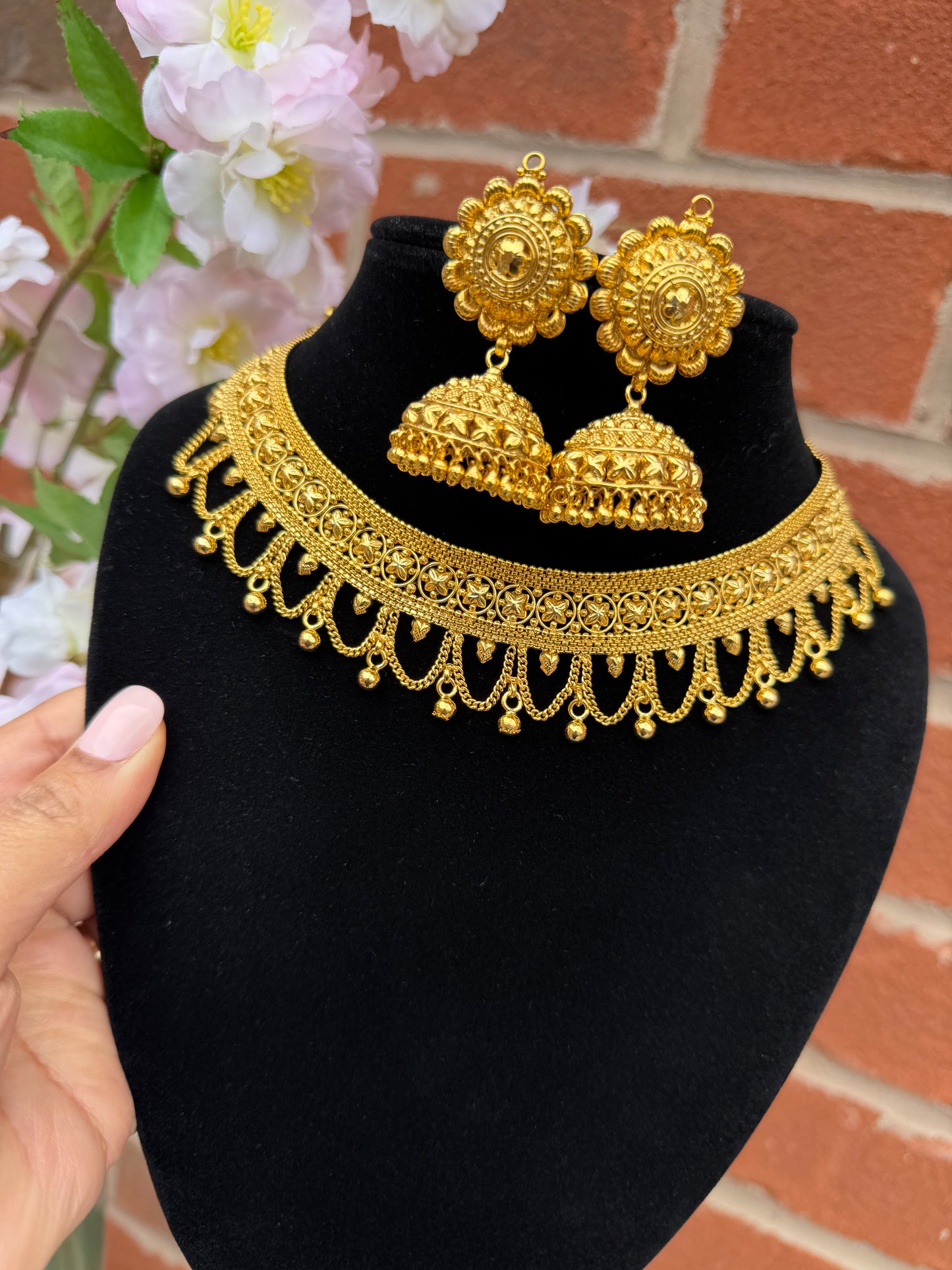 Kaman Handcrafted Custom Made Gold Plated Necklace Set
