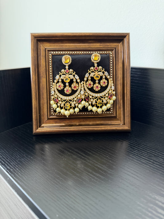 Harpreet Moissanite Kundan Earrings