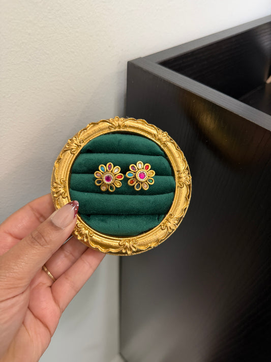 Sahar Gold Plated Kundan Studs